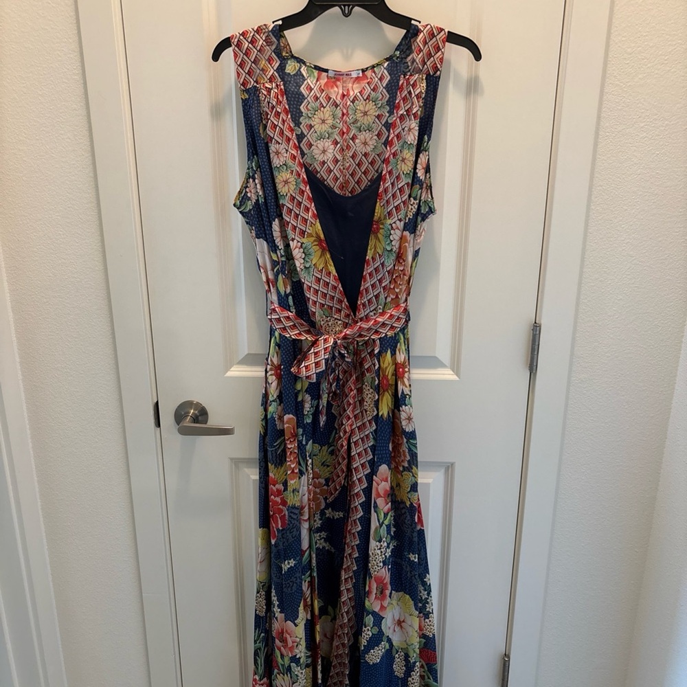 Floral Sleeveless Maxi Dress with Belt